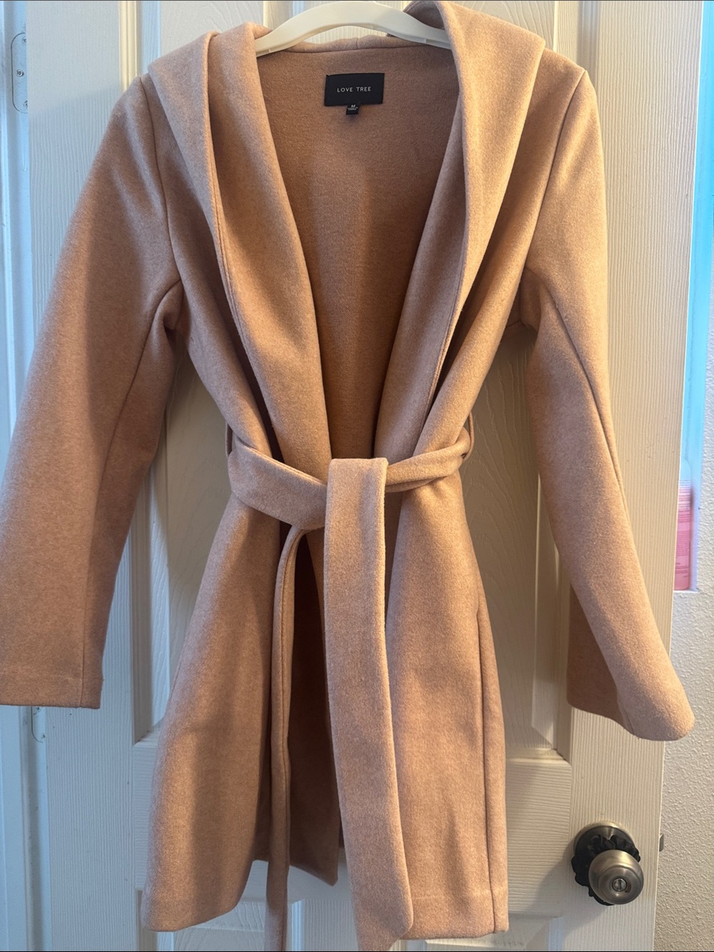 Women's Rose Pink Hooded Overcoat